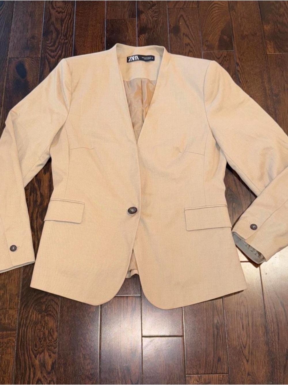 Zara Beige Women's Single-Button Blazer